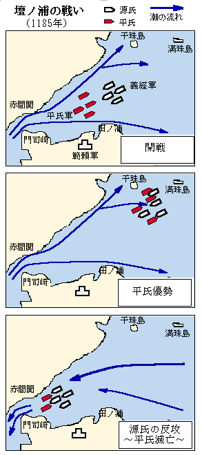 壇ノ浦の戦いの地図（出所：wikipediaより）