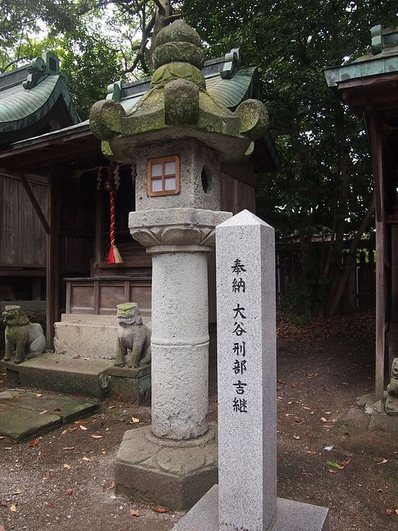 福井県敦賀市の八幡神社にある大谷吉継が奉納した石灯籠