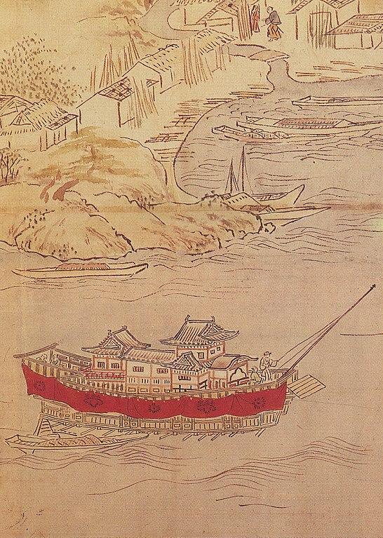 ※『肥前名護屋城図屏風』に描かれている最大の安宅船（wikipediaより）