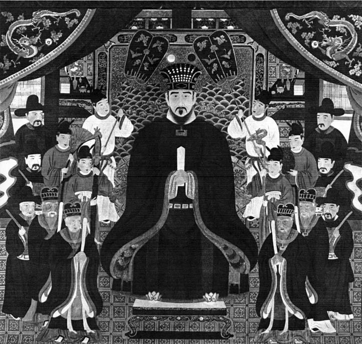 薩摩藩の軍事力の前に屈服した尚寧王（wikipediaより）