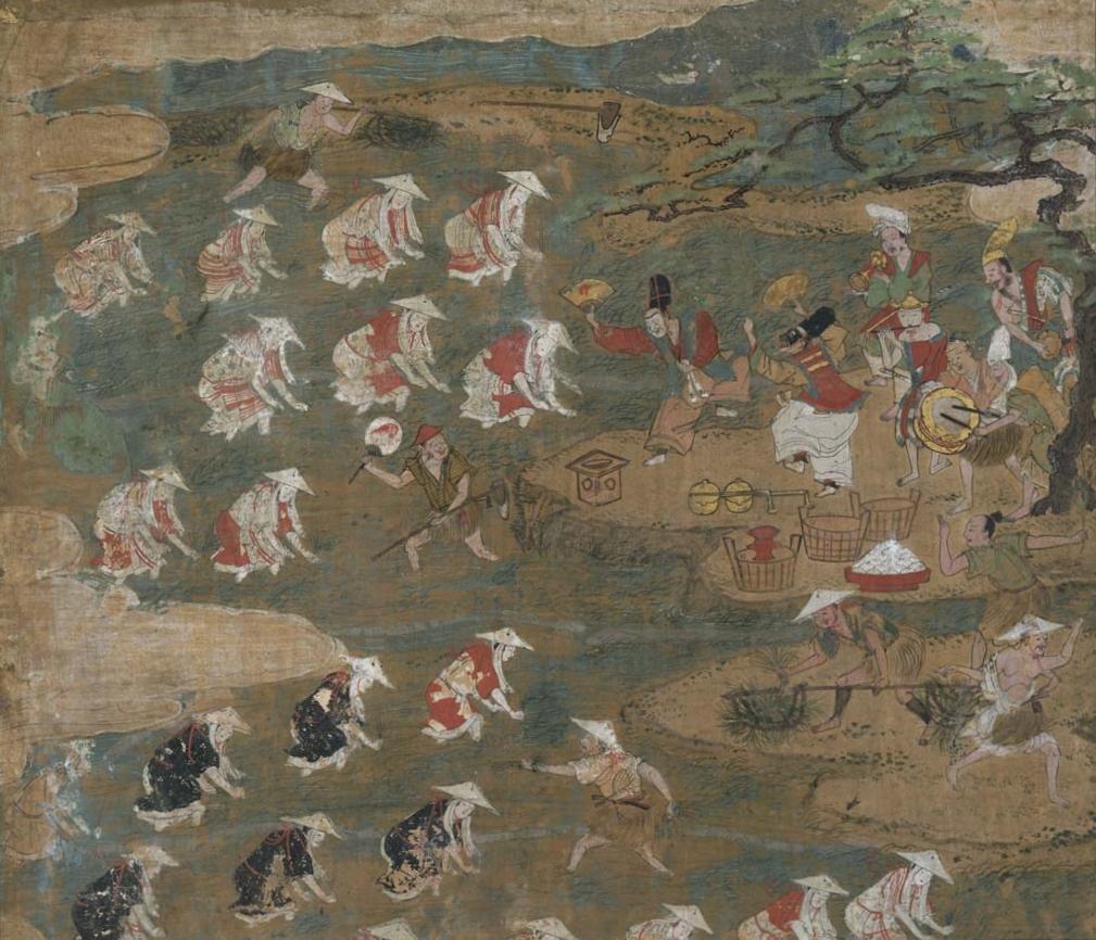 惣村の様子を伝える「月次風俗図屏風」（wikipediaより）