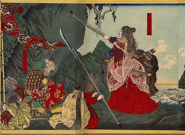 神功皇后の朝鮮出兵を描いた浮世絵（月岡芳年 筆、出典：wikipedia）