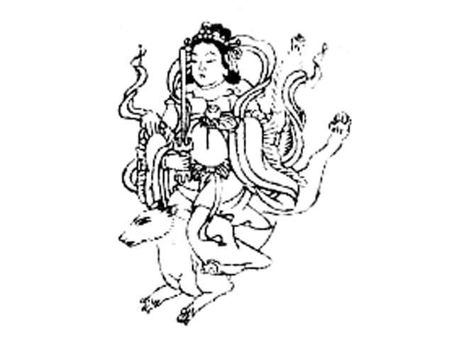荼吉尼天の図像（『仏像図彙（1783年）』より。出典：wikipedia）