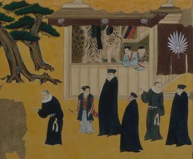 『南蛮屛風』にみえる宣教師たち(出典:ColBase)