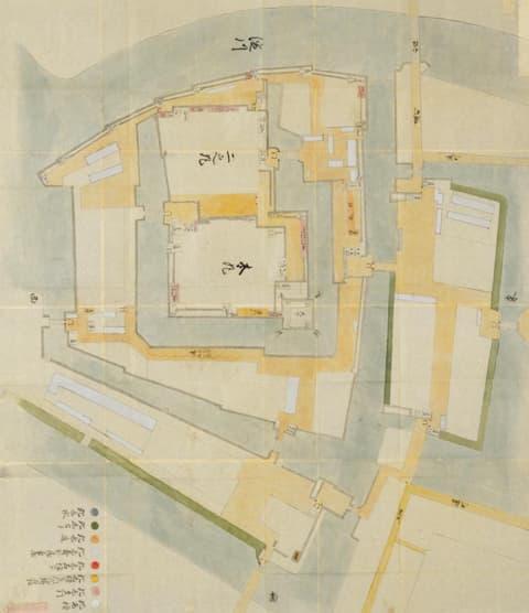 淀城の縄張図（『日本古城絵図』より。出典：国立国会図書館デジタルコレクション）