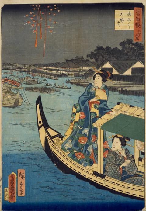 「両こく大花火」『江戸自慢三十六興』（出典：国立国会図書館デジタルコレクション）