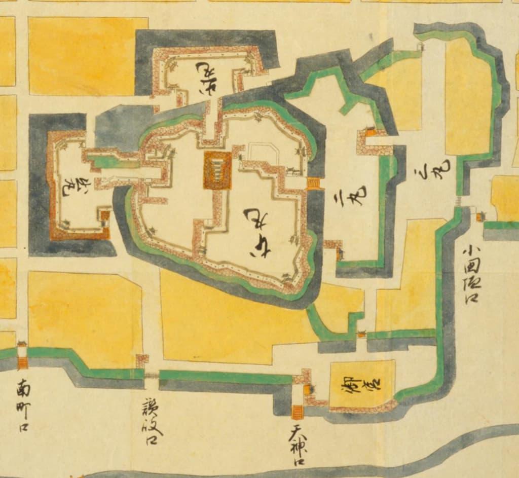 会津若松城の縄張り図（『日本古城絵図』より。出典：国立国会図書館デジタルコレクション）