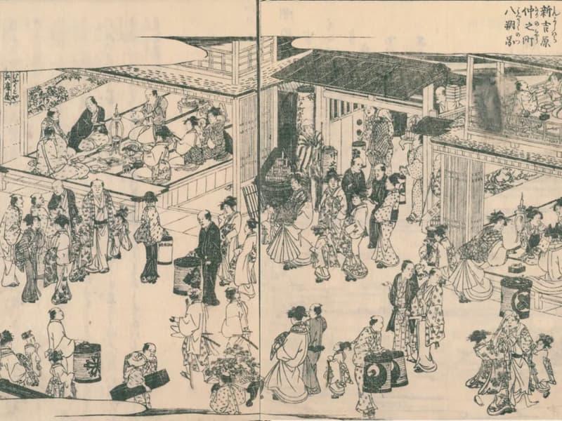 「新吉原中之町八朔図」（『江戸名所図会』より。出典：国立国会図書館デジタルコレクション）