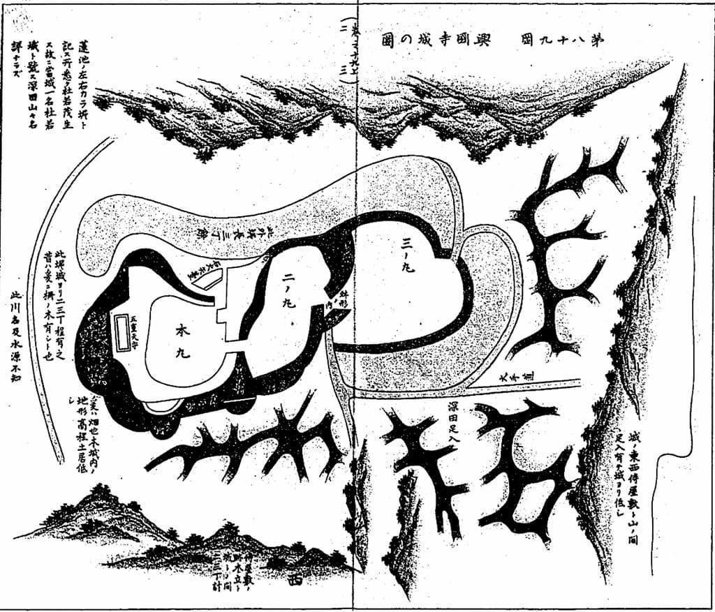 興国寺城の縄張図(『駿国雑志 8冊』より。出典:国立国会図書館デジタルコレクション)