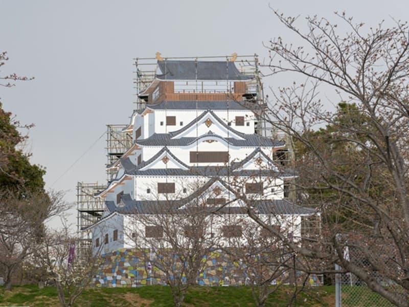 柳川城天守閣再現プロジェクト(合板に描写したもの)