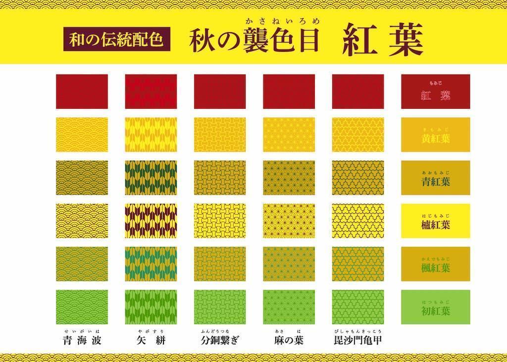 秋の重ねの色目の例