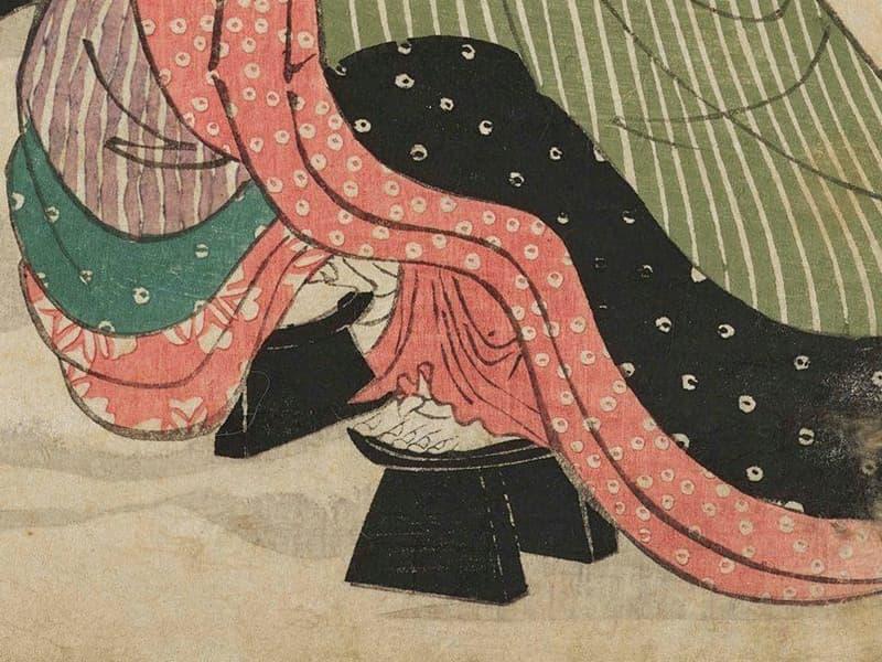 足元をみると、裸足なのがわかる(『風流雪ノ遊』より。出典:ColBase)