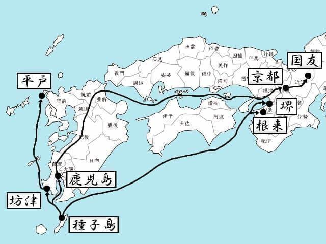 鉄砲の伝播経路