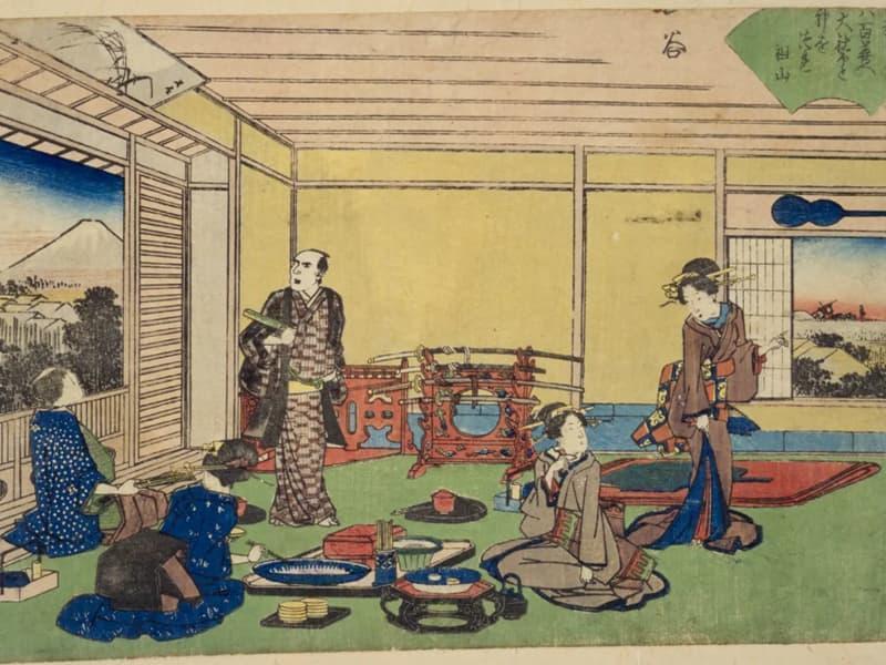歌川広重画「山谷 八百善」( 『江戸高名会亭尽』より。出典:国会図書館デジタルコレクション)