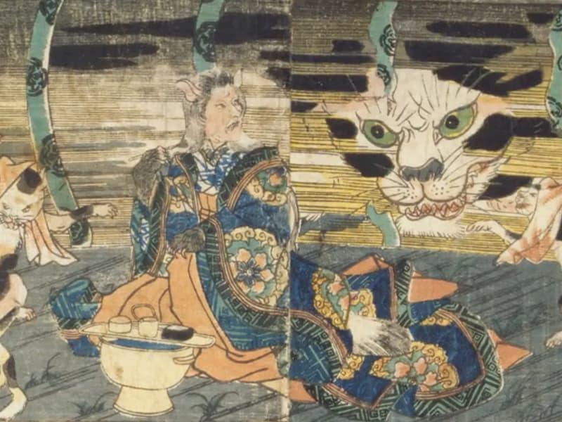 『百種怪談妖物双六』の化け猫（出典：国立国会図書館デジタルコレクション）