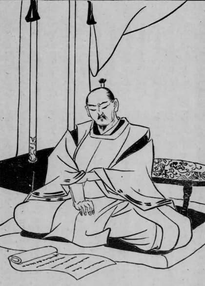 信長からの書に目を通す将軍義昭(『絵本日本外史』より。出典:国立国会図書館デジタルコレクション)