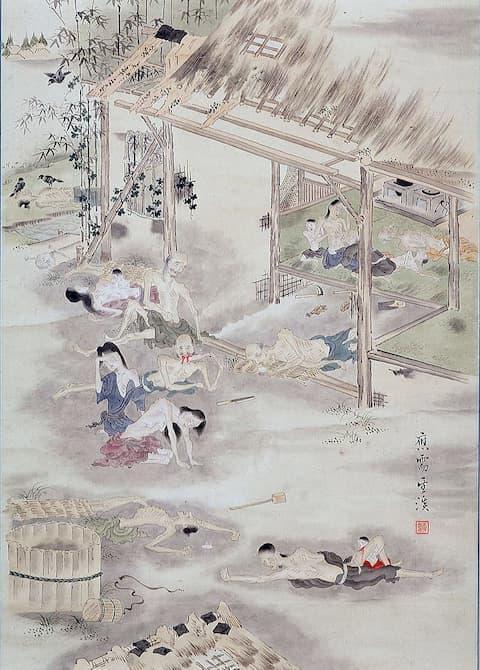 「天明の大飢饉」の凄惨な様子を描いた絵図（『天明飢饉之図』より。パブリックドメイン）