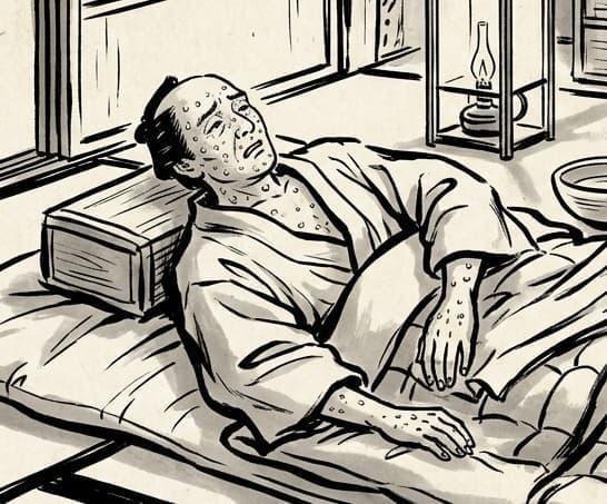 天然痘で寝込む人（イメージ）