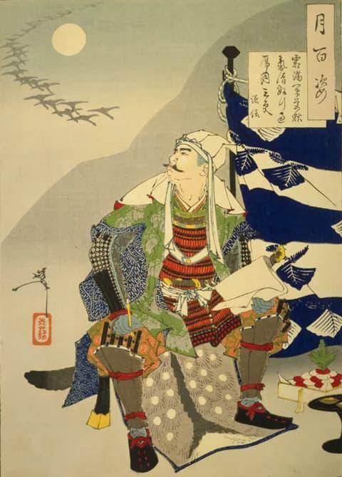 『月百姿 霜満軍営秋気清数行過鳫月三更 謙信』(月岡芳年 画。出所:国立国会図書館デジタルコレクション)