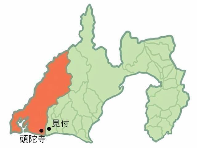 参考：静岡県マップ（浜松市頭陀寺と磐田市見付の位置）