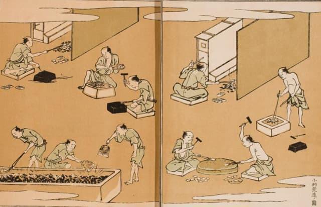 『徳川時代の金座』（出典：東京都立図書館デジタルアーカイブ）