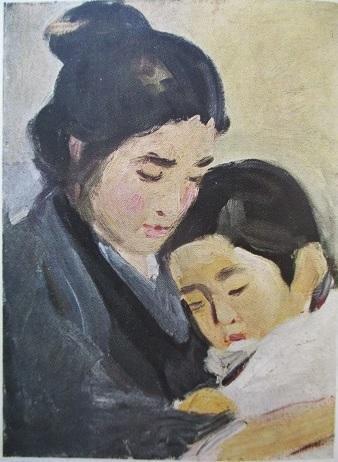荻原碌山作「母と病める子」。明治43年(1910)制作。モデルは黒光と次男の襄二。描かれた翌日に襄二は亡くなった。パブリックドメイン