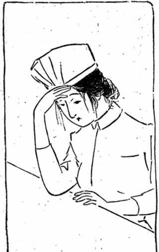 明治時代の看護婦の絵（『東京の裏面（1909年）』より。出典：国立国会図書館デジタルコレクション）