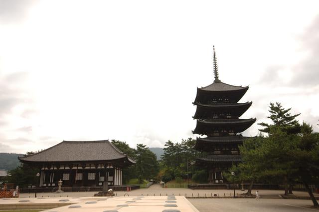 現在の興福寺（五重塔と東金堂）。