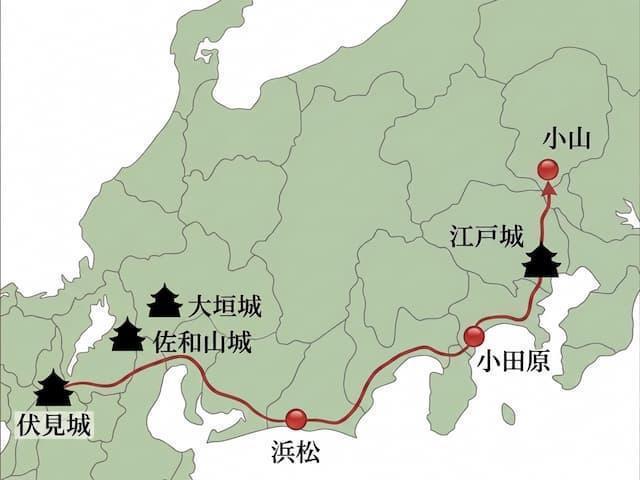 ※参考：家康の会津征伐における進軍ルート
