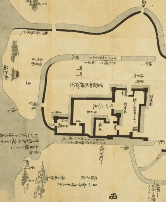豊前中津城図（『日本古城絵図』より。出典：国立国会図書館デジタルコレクション）
