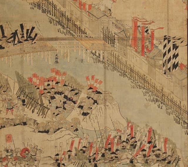 冬の陣での戦いの様子(『大坂冬の陣図屏風(模本)』より。出典:ColBase)