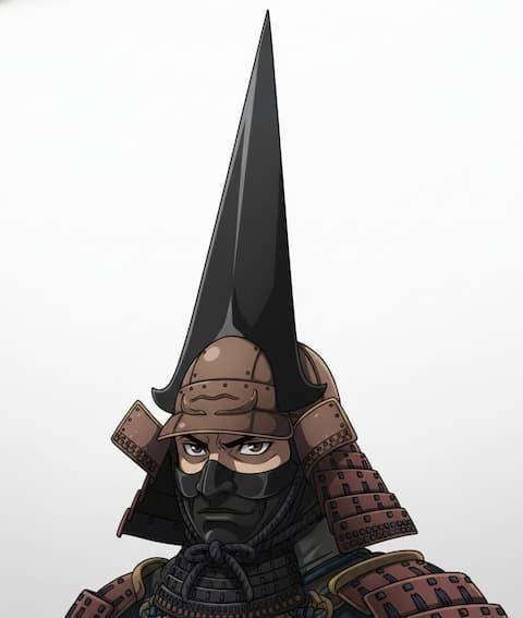 銀箔押し大釘の兜のイラストイメージ（AI生成）